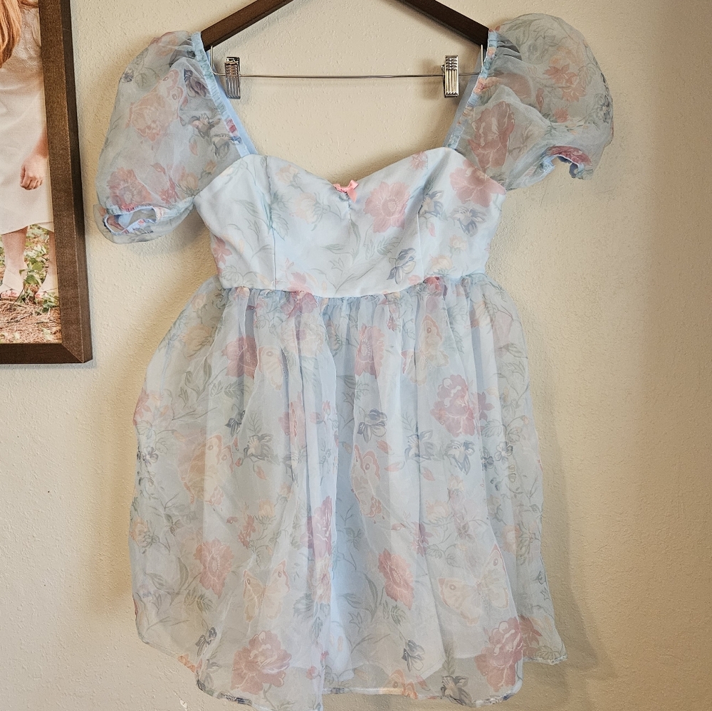 Dolls Kill x Holly Hobbie The Sweetest Gift Floral Print Organza Cupcake Dress M